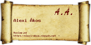 Alexi Ákos névjegykártya